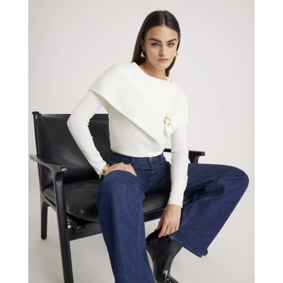 Cream Knitted Cape Jumper