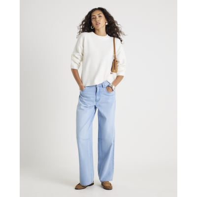 Cream Knitted Crew Neck Jumper