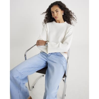 Cream Knitted Crew Neck Jumper