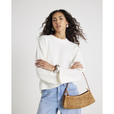 Cream Knitted Crew Neck Jumper