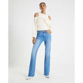 Cream Knitted Cut Out Shoulder Bow Top