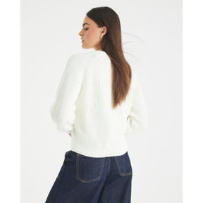 Cream Knitted Embroidered Strawberry Cardigan