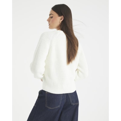Cream Knitted Embroidered Strawberry Cardigan