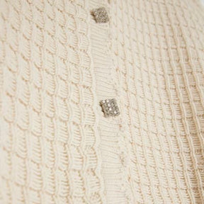 Cream Knitted Frill Short Sleeve Cardigan
