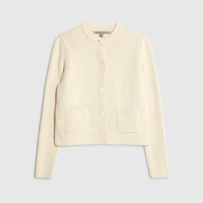 Cream Knitted Long Sleeve Cardigan