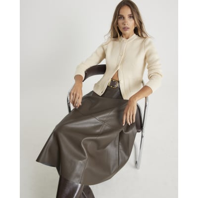 Cream Knitted Long Sleeve Cardigan