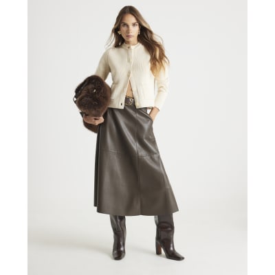 Cream Knitted Long Sleeve Cardigan