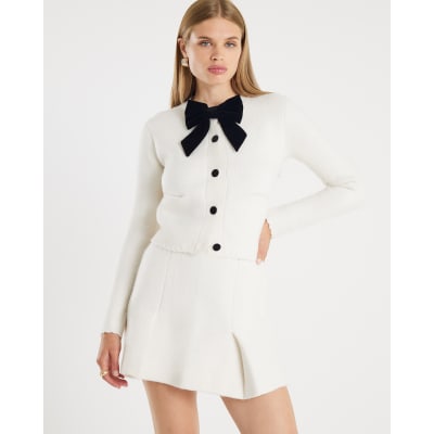 Cream Knitted Mini Skirt