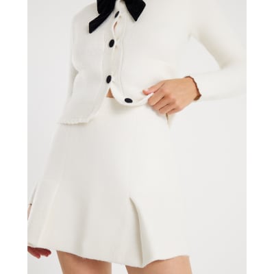 Cream Knitted Mini Skirt