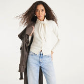 Cream Knitted Scarf Neck Cardigan
