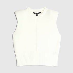 Cream Knitted Structured Shoulder Tank Top