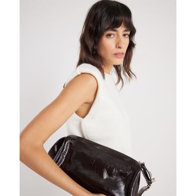 Cream Knitted Structured Shoulder Tank Top