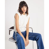 Cream Knitted Structured Shoulder Tank Top