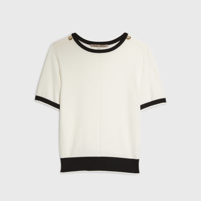 Cream Knitted Tipped Top