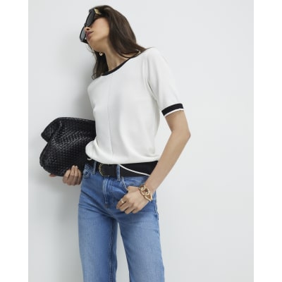 Cream Knitted Tipped Top