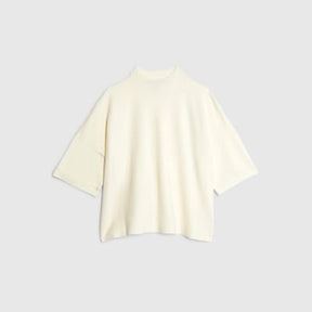 Cream Knitted Turn Back Cuff Top