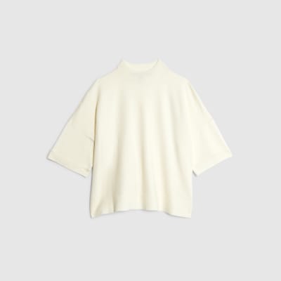 Cream Knitted Turn Back Cuff Top