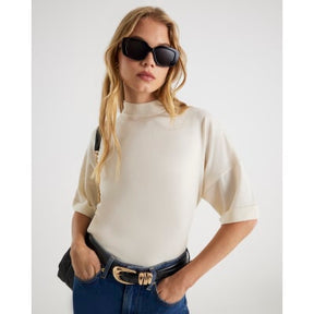Cream Knitted Turn Back Cuff Top