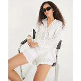 Cream Lace Detail Beach Shorts