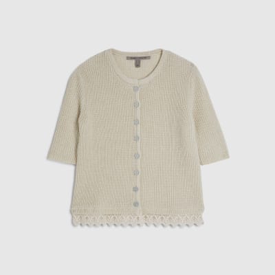 Cream Lace Hem Knitted Top