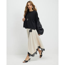 Cream Lace Hybrid T-Shirt Maxi Dress