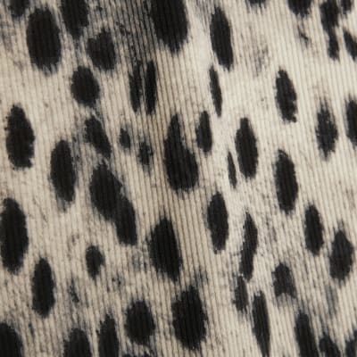 Cream leopard Print Long Sleeve Ribbed Top