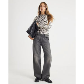 Cream leopard Print Long Sleeve Ribbed Top