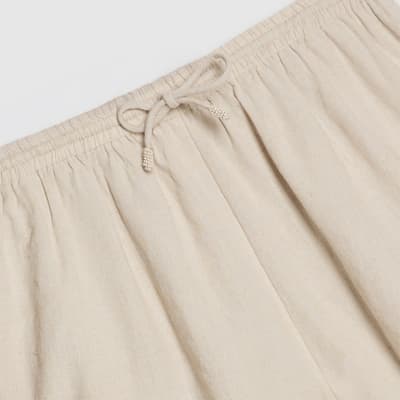Cream Linen Blend Shorts