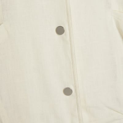 Cream Linen Bomber Jacket