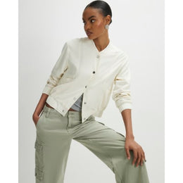 Cream Linen Bomber Jacket