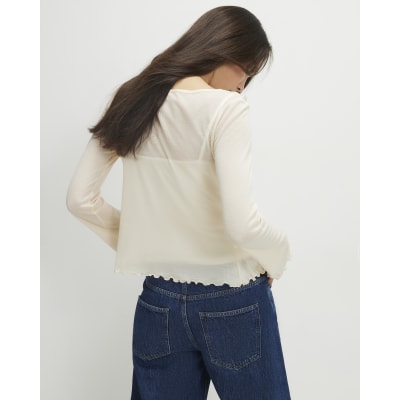 Cream Long Sleeve 2 in 1 Layered Top