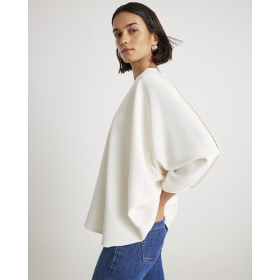 Cream Long Sleeve Batwing T-shirt