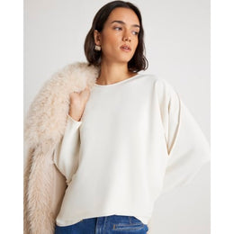 Cream Long Sleeve Batwing T-shirt