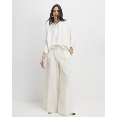Cream Long Sleeve Batwing Top