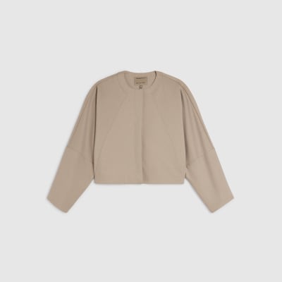 Cream Long Sleeve Bomber Jacket