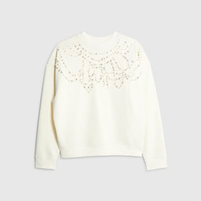 Cream Long Sleeve Embellished Sweatshirt