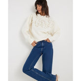 Cream Long Sleeve Embellished Sweatshirt