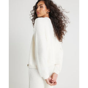 Cream Long Sleeve Fluffy Cardigan