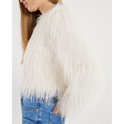 Cream Long Sleeve Fringed Cardigan