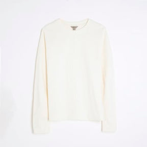 Cream Long Sleeve Seam Front Sweatshirt