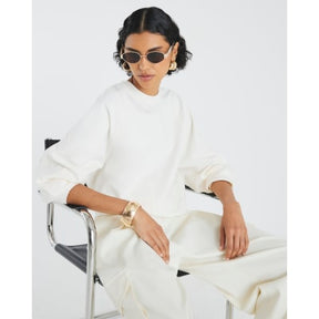 Cream Long Sleeve Seam Front Sweatshirt