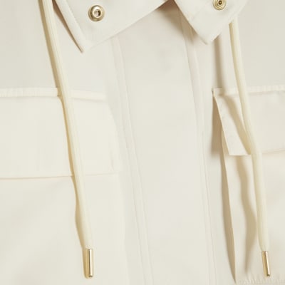 Cream Long Sleeve Utility Pocket Sweatshirt