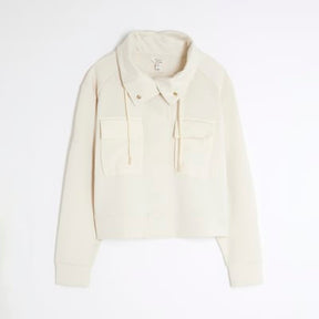 Cream Long Sleeve Utility Pocket Sweatshirt