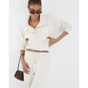 Cream Long Sleeve Utility Pocket Sweatshirt