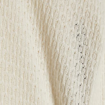 Cream Long Sleeve Whipstitch Trim Top