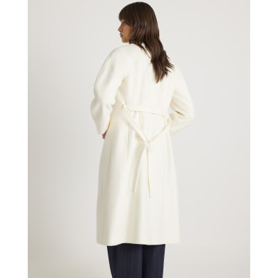 Cream Longline Belted Coat