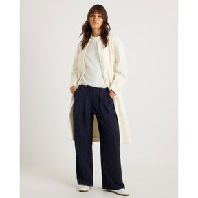 Cream Longline Belted Coat