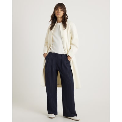 Cream Longline Belted Coat