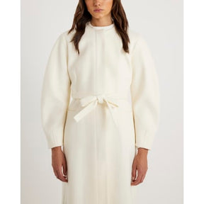 Cream Longline Belted Coat