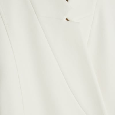 Cream Notch Collar Belted Wrap Coat